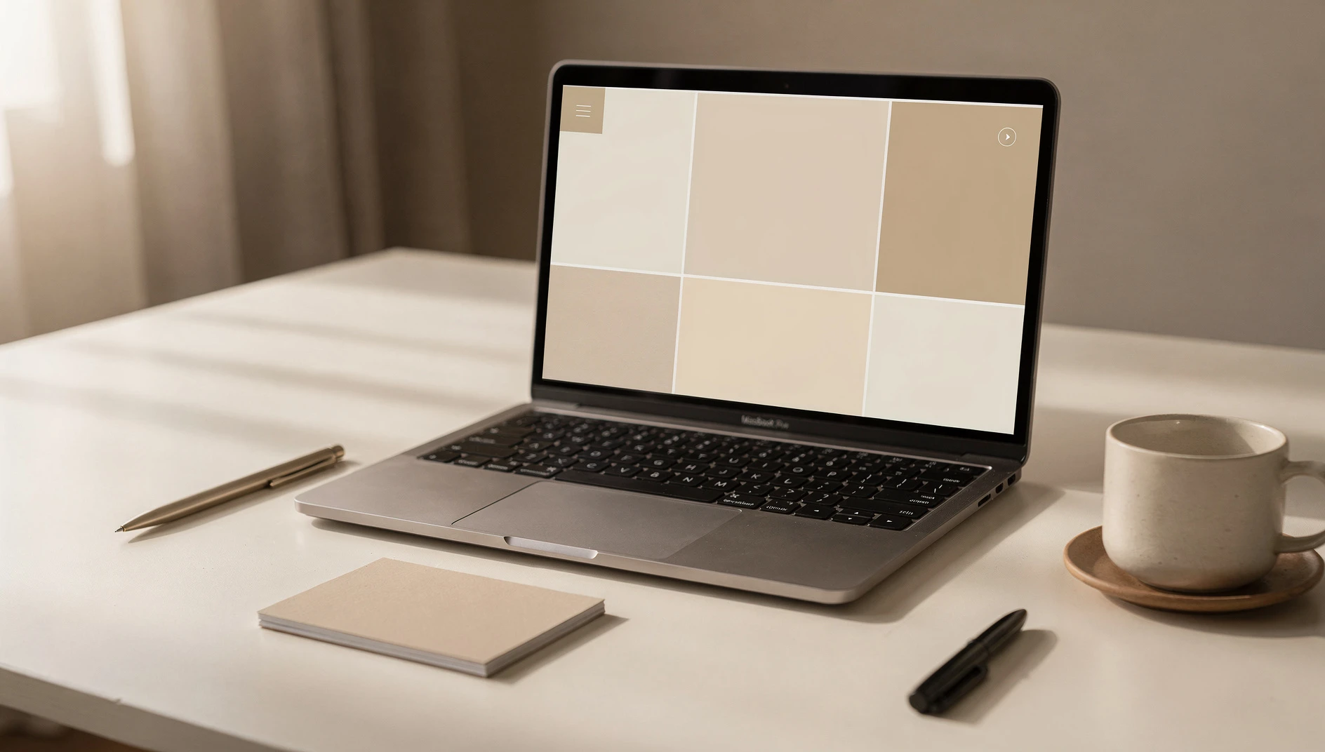 A professional's business card on a clean desk with soft light